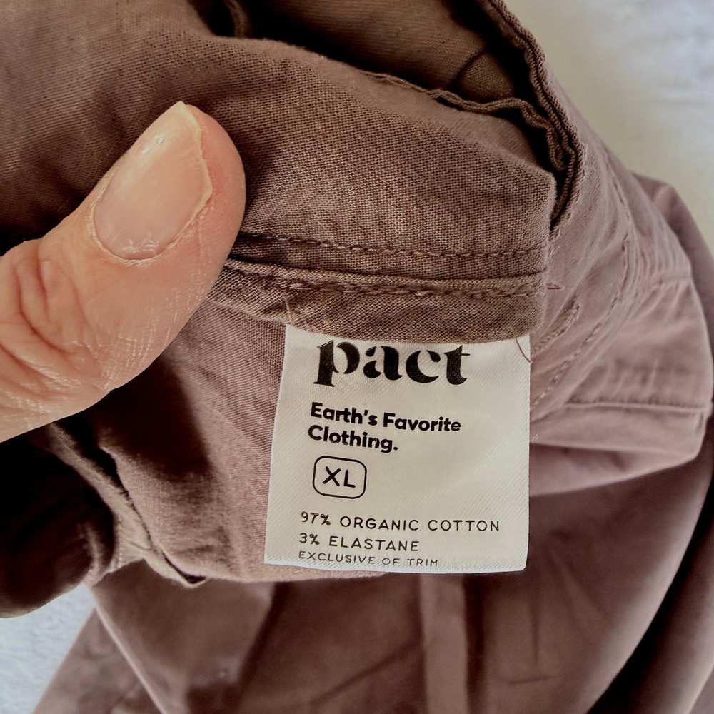 Pact Organic Cotton Wide Leg Pleated Pants Brown High Rise XL Adjustable Back - Picture 5 of 7
